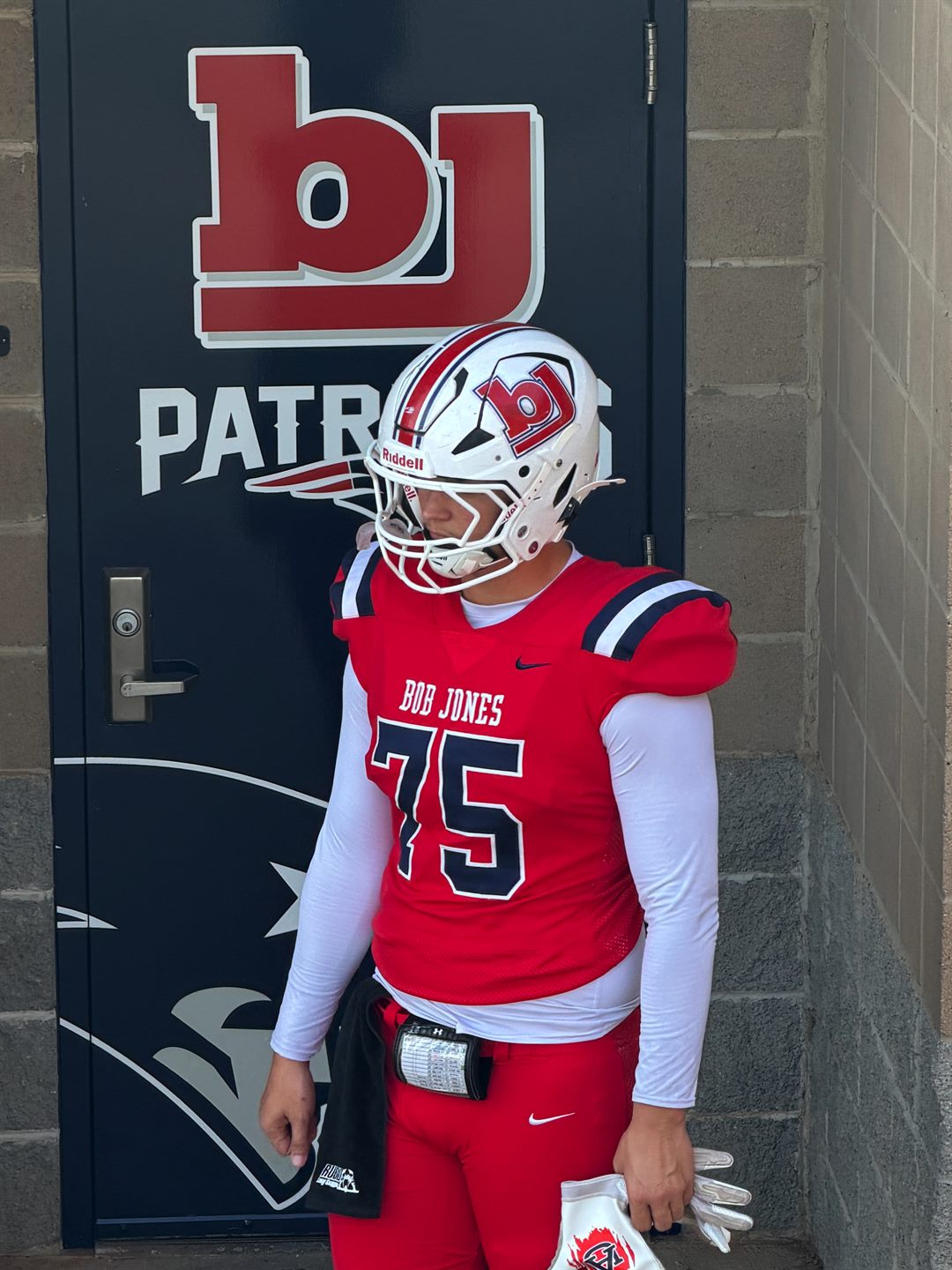 Brayson Albin pre-game for Bob Jones HS